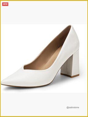 Chunky Block Heel Pointed Toe Slip On Pumps Dress Shoes Wedding Party